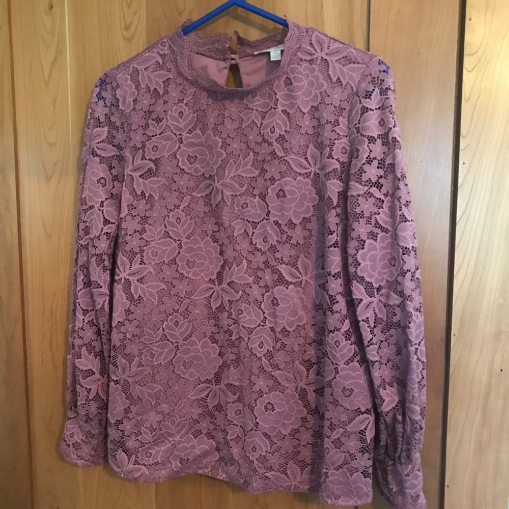 Purple lace long sleeve top medium new without tags NWOT